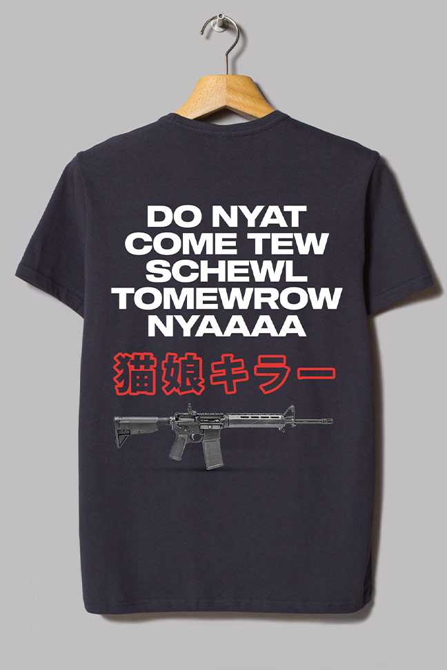 waifu watchers nyactive shooter cat girl t-shirt back