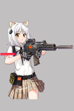 waifu watchers nyactive shooter cat girl vinyl sticker decal